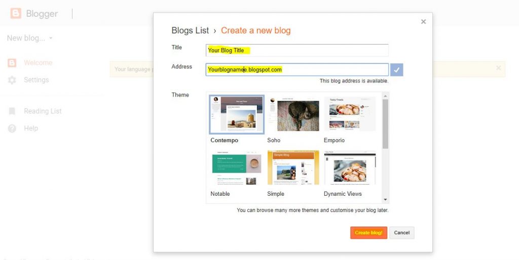 Create Blog