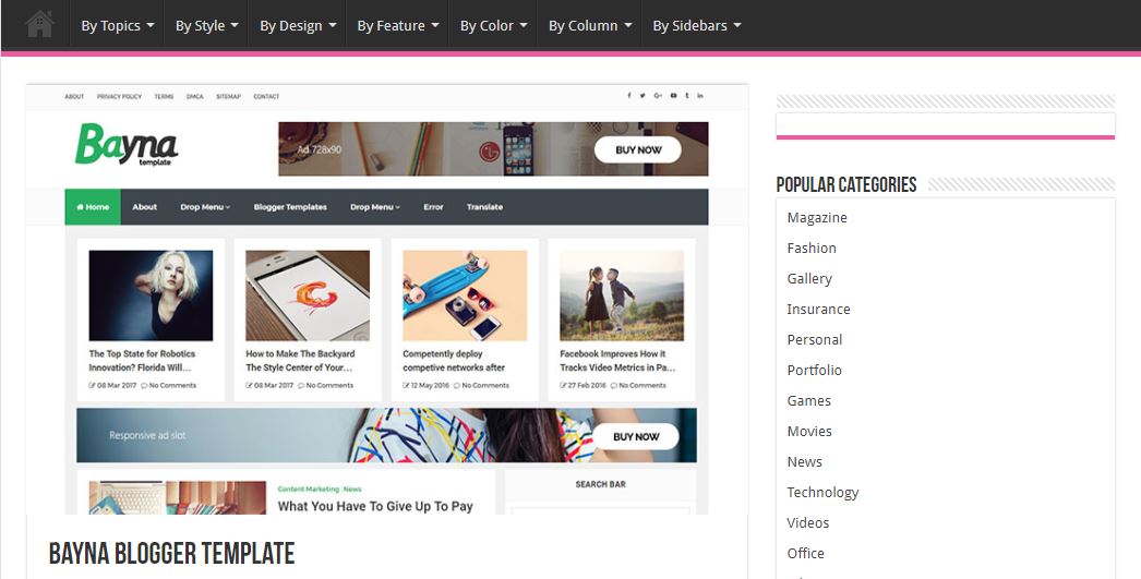 Bayna Blogger Theme