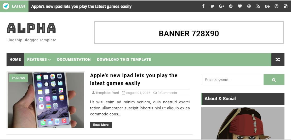 alpha theme blogger Template