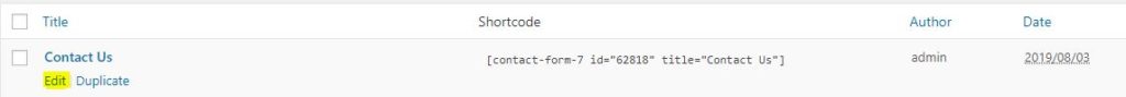 Edit contact Form
