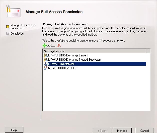 Manage Full Access Permission