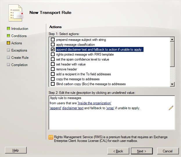 NewTransport Rule