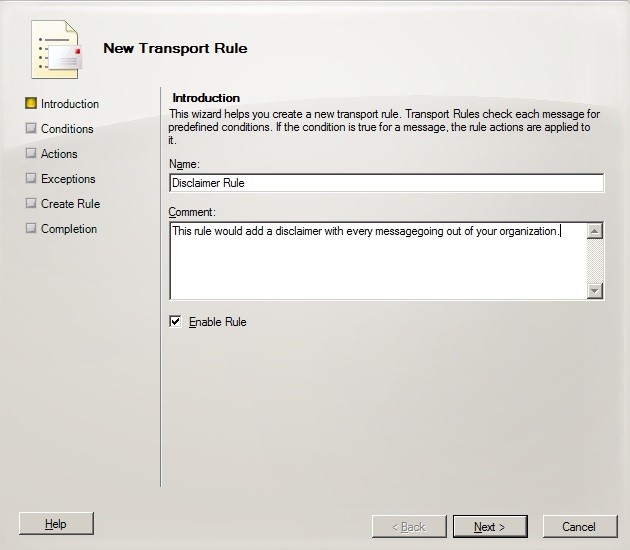 NewTransport Rule