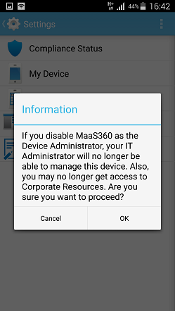 This will remove MaaS360 agent from the device