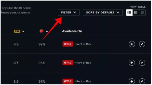 Access the Reelgood filter tool