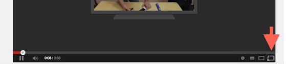 Clicking on the "Play to TV" icon to pair YouTube videos with Smart TVs