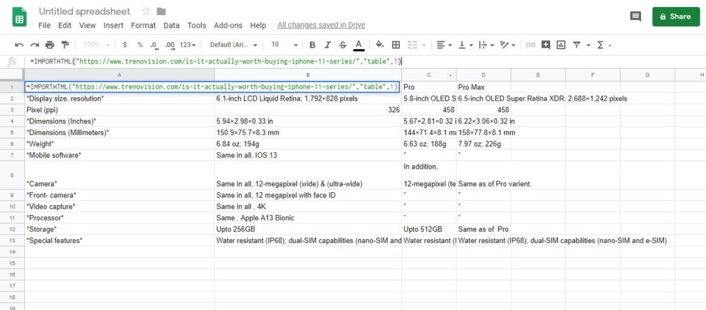 Google Sheets