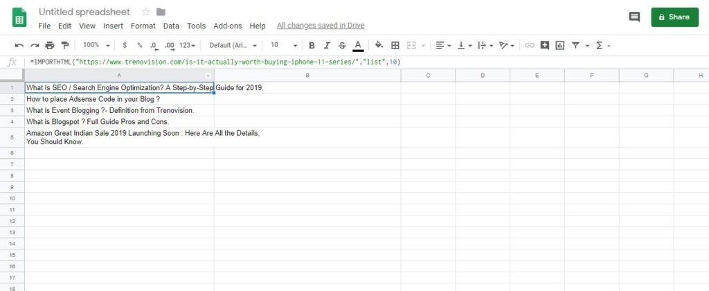 Google Sheets 