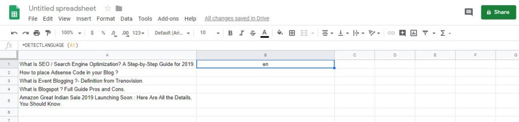 Language detection and text translation