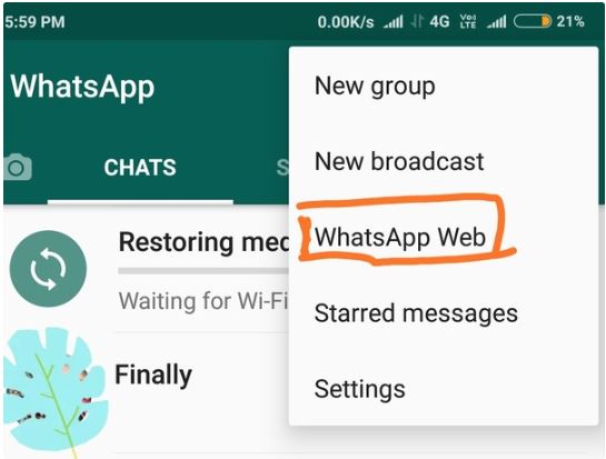 Scan using the Whatsapp application