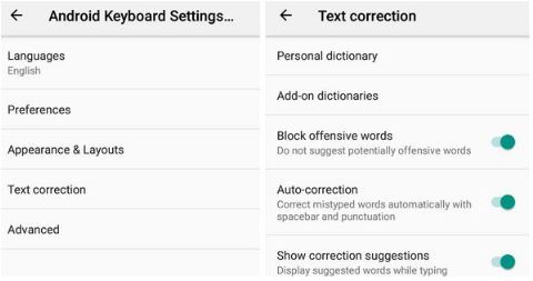 Auto-correction to off