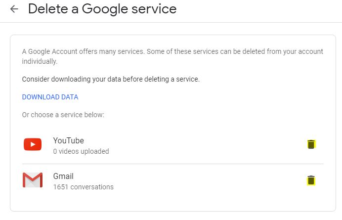 Delete a Google service