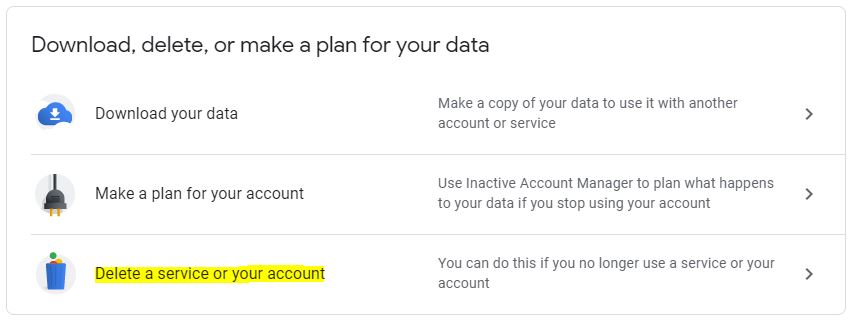Delete a service or your account