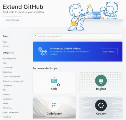 Typical for market leaders: GitHub's add-on offering is huge.