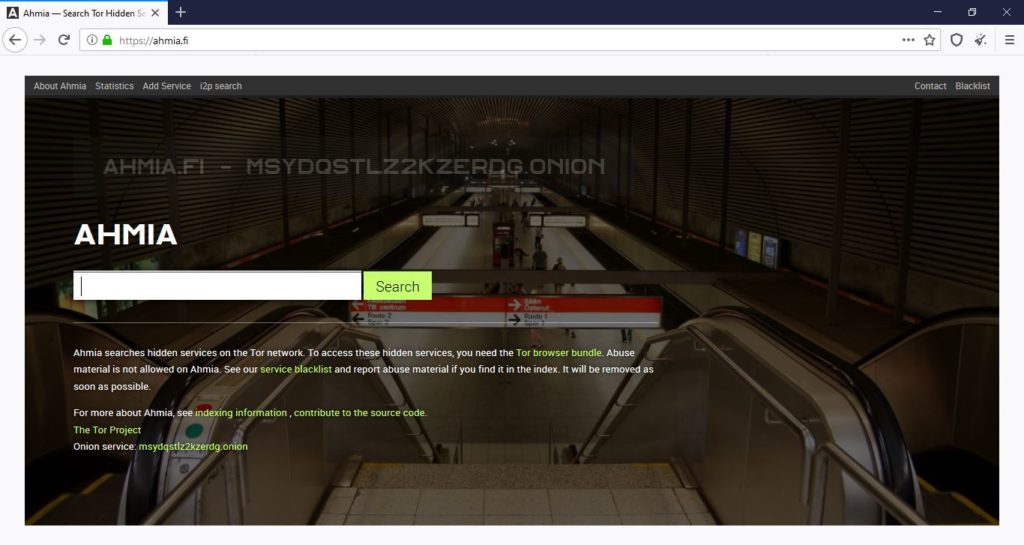 Fast Darknet start with Ahmia