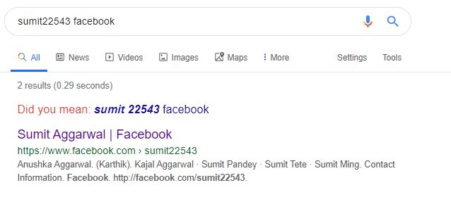 Search the user profile on the Internet