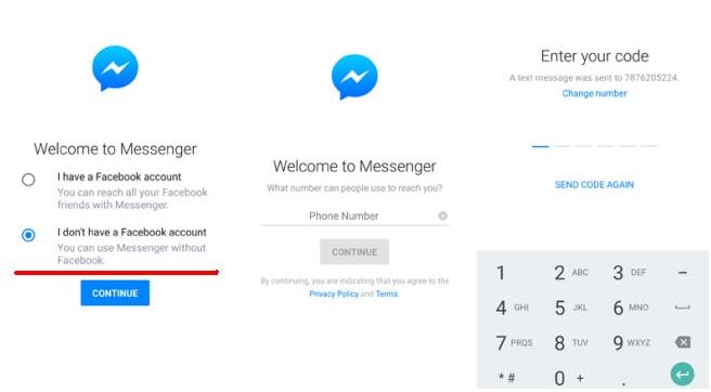 Use Messenger without a Facebook account