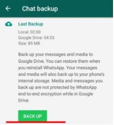 backup on WhatsApp