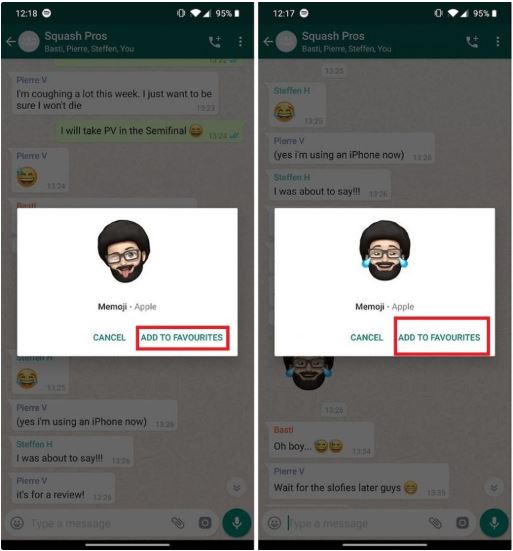 send Memoji via WhatsApp to your account