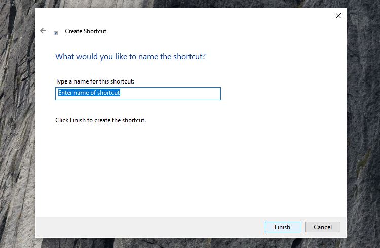Enter name of shortcut