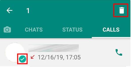 clear the entire voice call history through WhatsApp